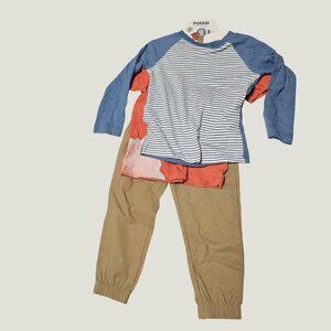 Pekkle Boys 3-Piece Outfit Set (Raglan Shirt Rocket Graphic Tee & Joggers) 3T